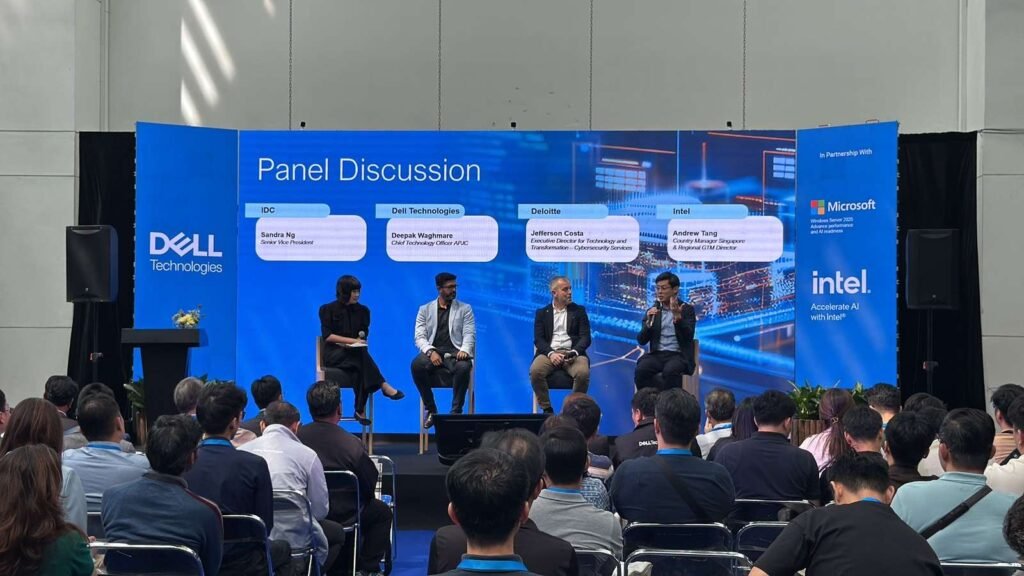 Deepak Waghmare speaking on a Dell Technologies panel alongside IDC, Deloitte and Intel